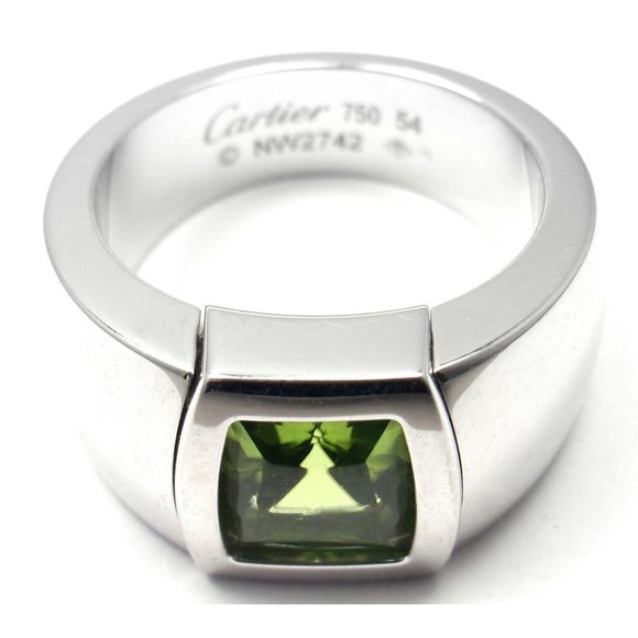 Rare! Authentic Cartier La Dona 18k White Gold Peridot Ring Box Certificate - Picture 6 of 8